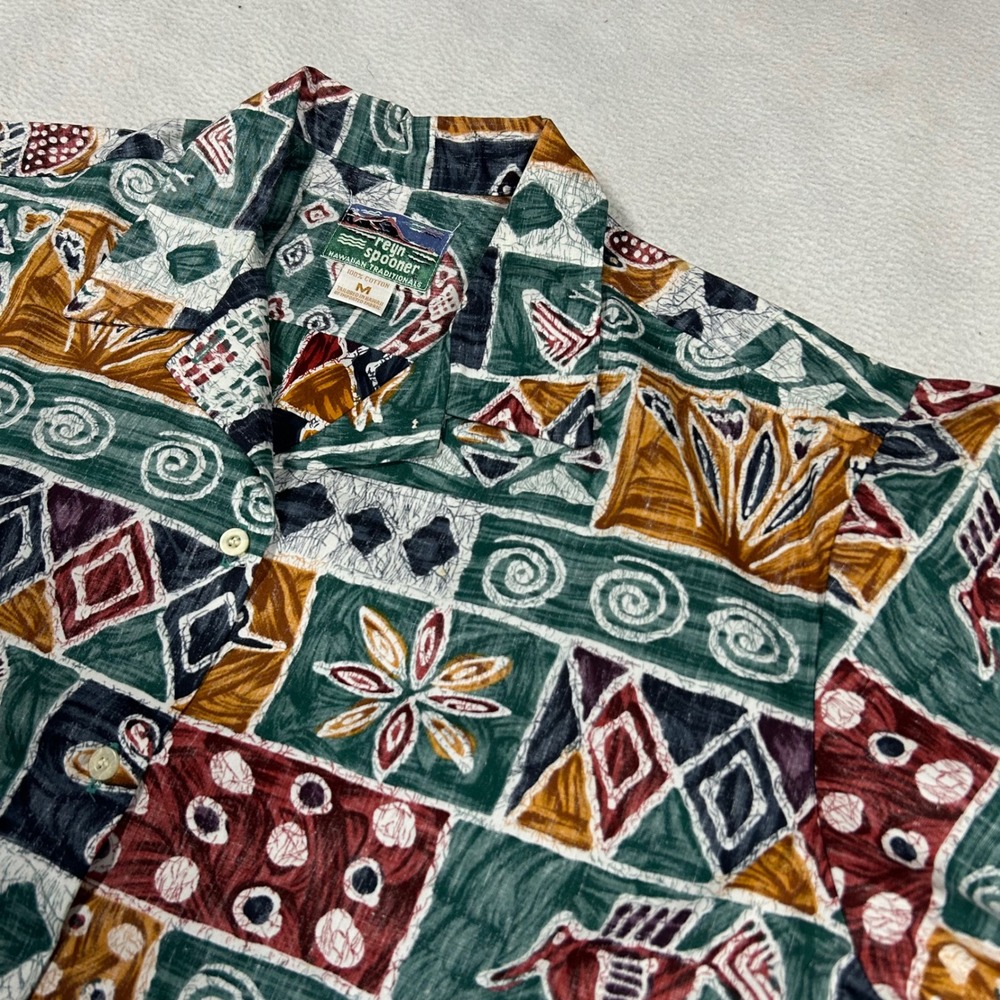 VTG Reyn Spooner Button Down Shirt Mens M Multi Geometric Tribal Hawaiian Cotton